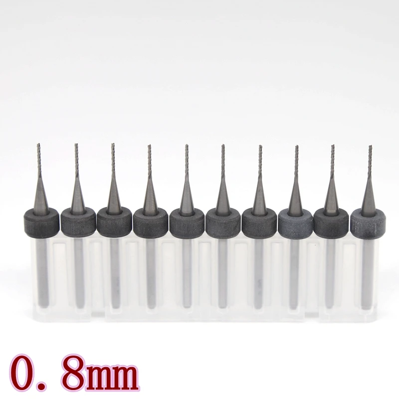 HANGXIN 10pcs / lot 0.8mm PCB Corn Mills Tungsten Carbide CNC Woodworking Milling Cutter Engraving Machine End Mills