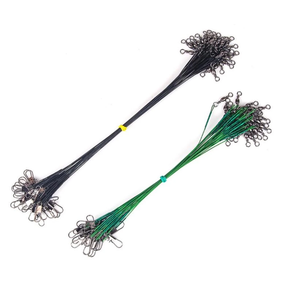 Anti Bite stalowa żyłka drut stalowy lider z obrotowym akcesoria wędkarskie prowadzić rdzeń smycz drut wędkarski 15cm 20cm 25cm 30cm