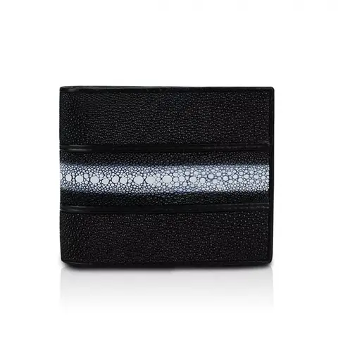 Classical Designer Genuine Stingray Skin Unisex Men Short Bifold Clutch Wallet Photo Holder Exotic Leather Male Small Card Purse