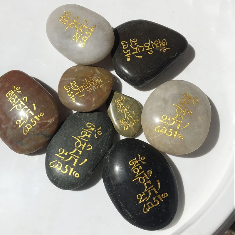 High Grade Riverstones Om Mani Padme Hum Marnyi Stones Strong Buddhist Texts Praying Stones Tibetan Buddhist Tantric Supplies