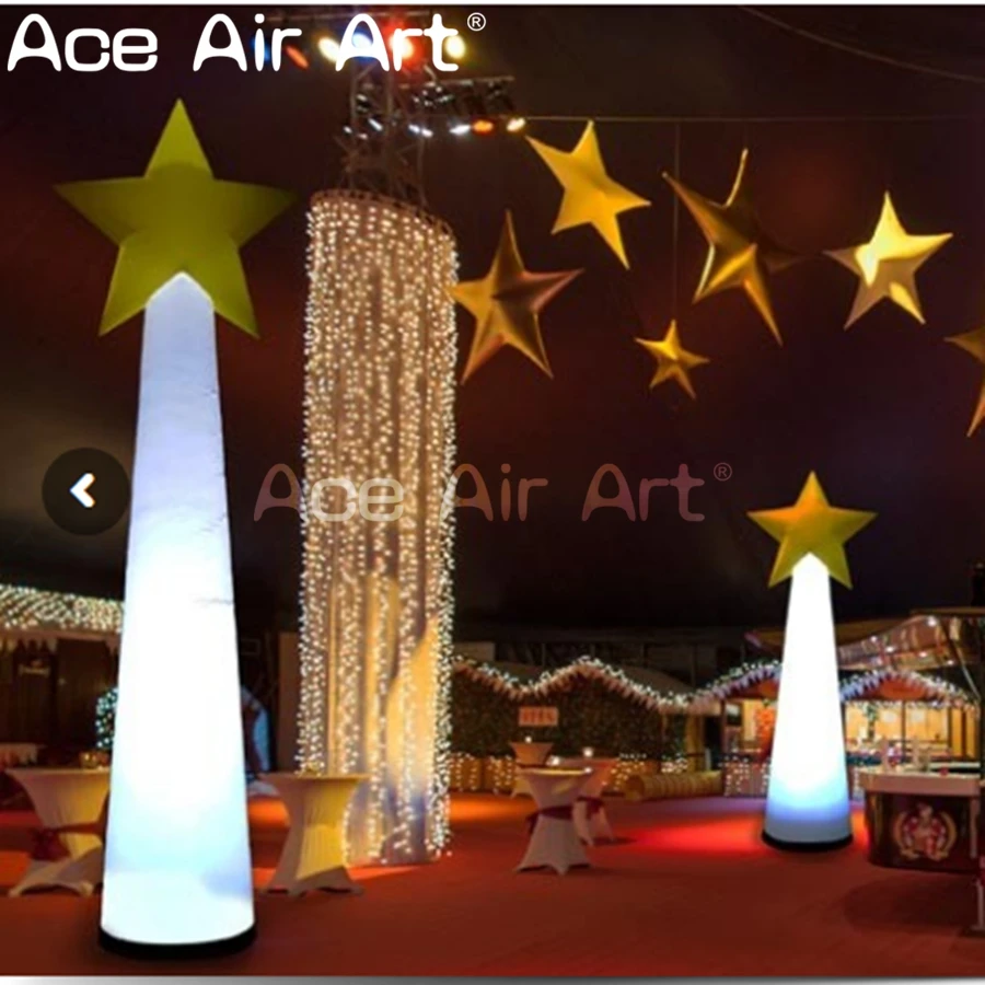 Beautiful LED Lighting Inflatable Cone with Yellow Star for Event and Stage Decoaration