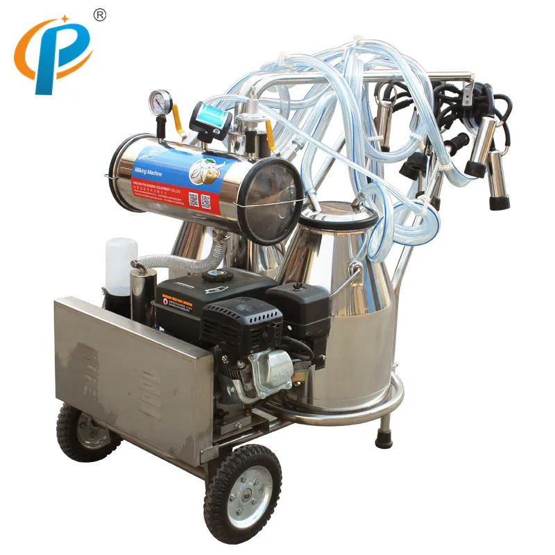 Single Bucket Gasoline Engine Mobile Milking Machine for Milking Cow,Goat