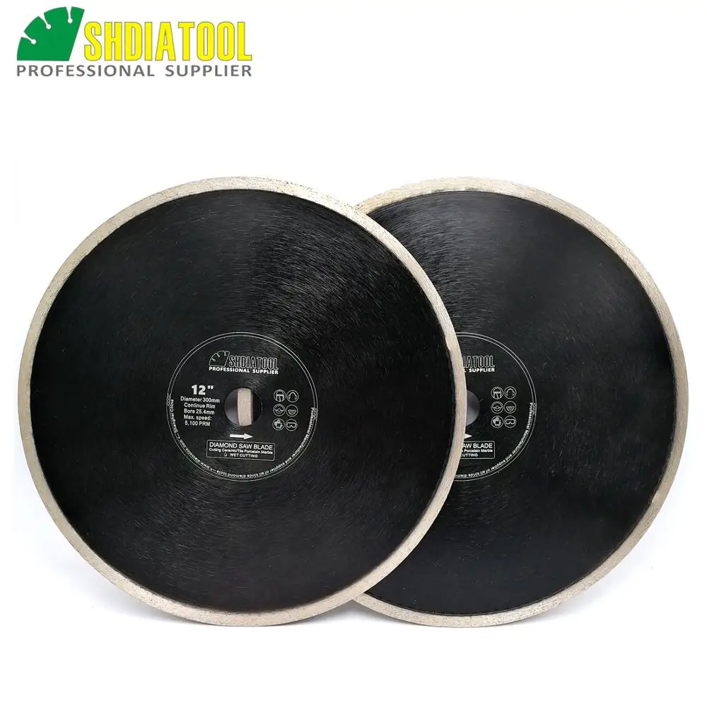 DIATOOL 2pcs Dia300mm or 350mm Hot pressed Continue Rim Diamond Blades Ceramic Tile Porcelain Tile Ceramic Diamond cutting Disc