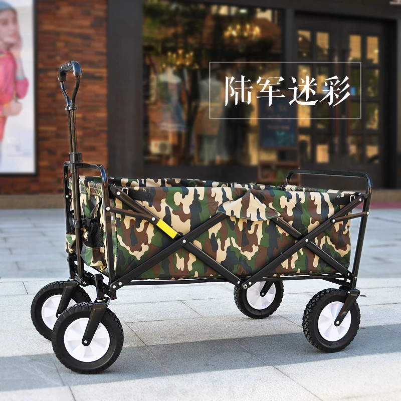 Photographer Outside Shooting With Four-wheeled Cart Foldable  Truck Trolley Car Pull Lamp Camera Bag a5342