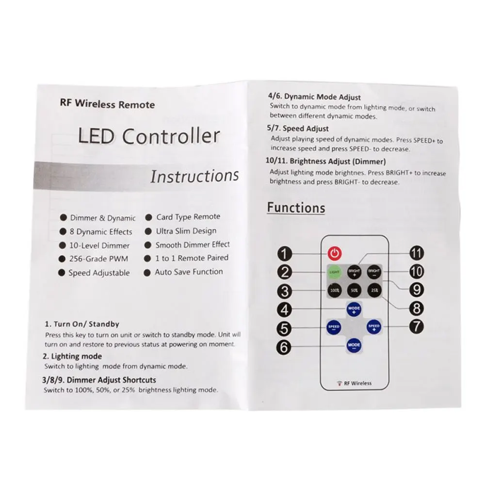 DC LED Lighting Dimmer Mini Remote Controller Single Color Switch 5V 12V 24V Driver for LED Light Bulb Lamp Dimming with Adapter