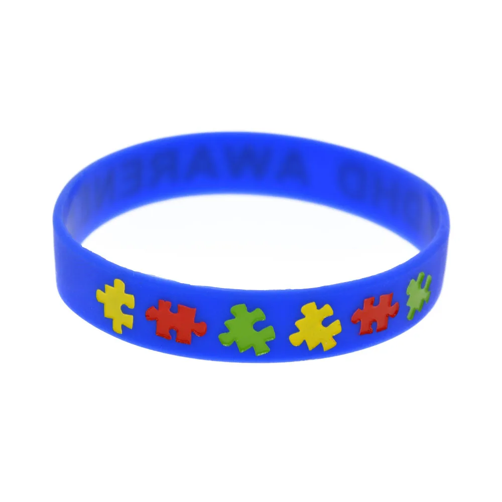 1 Stück/3 Stück ADHS-Bewusstseins-Silikon-Armband, Schmuckgeschenk, Armreif mit Puzzle-Logo-Armband – Detail 4