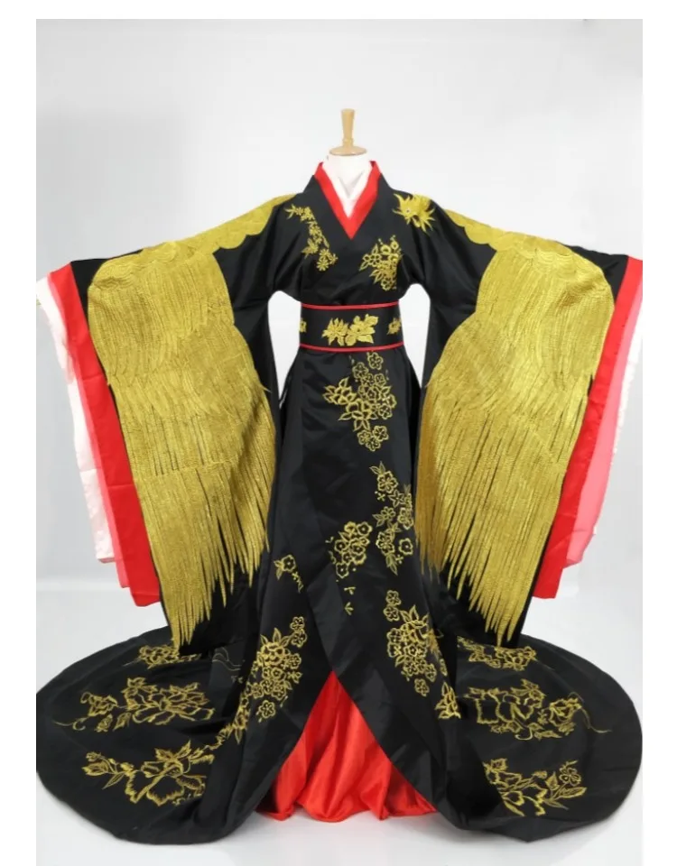 Black Embroidery Gorgeous YangMi Male Female Costume Hanfu for Newest TV Play Empress of Fu Yao Drama Costume ZhangSun Wuji