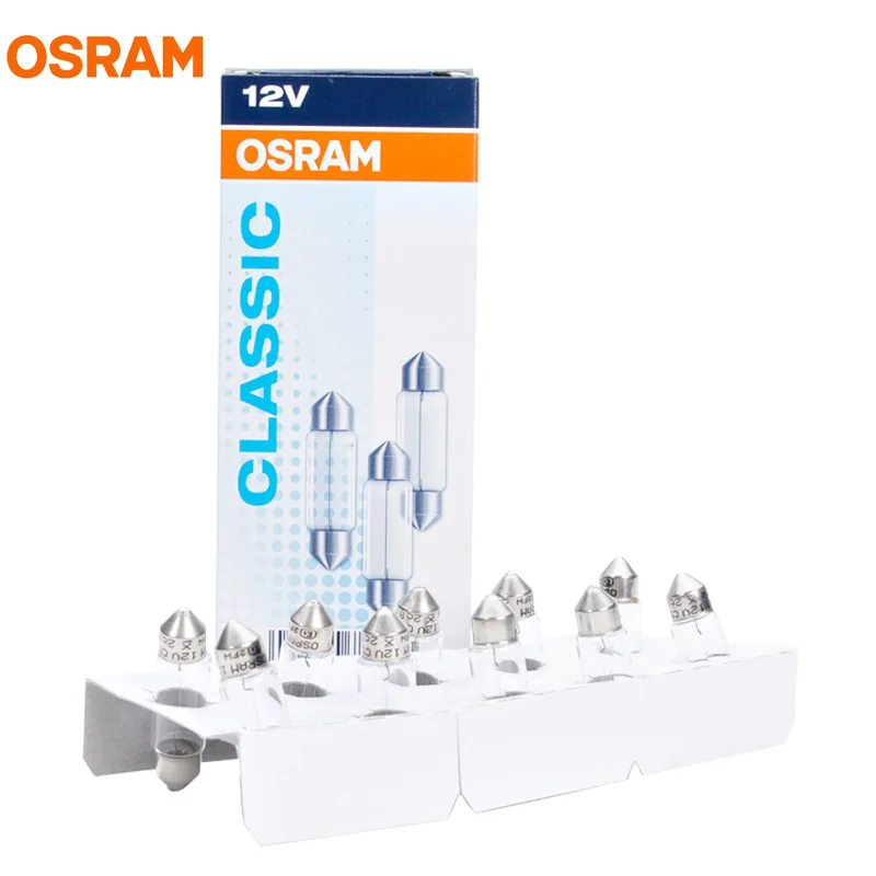 

10 шт. OSRAM C5W 6418 гирлянда лампы 12 В 5 Вт SV8.5-8 оригинальная линейная лампа для чтения лампы для багажника OEM Автомобильные галогенные лампы ECE