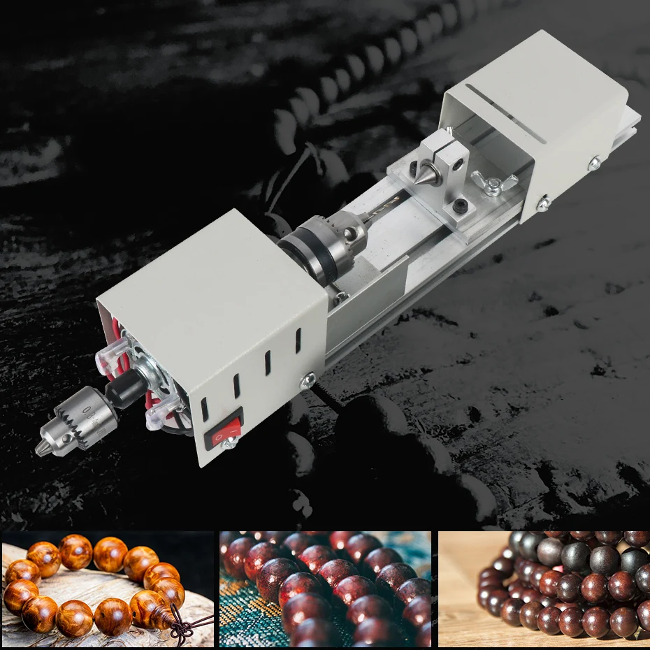 12-24V Mini Lathe Machine Tools Lathe Standard Set DIY Woodworking Buddha Pearl Grinding Polishing Mini Beads Machine