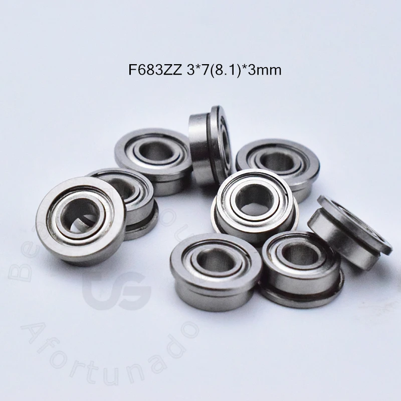 F683ZZ 10pcs 3*7(8.1)*3(mm) Flange Bearing chrome steel Metal Sealed High speed Mechanical equipment parts