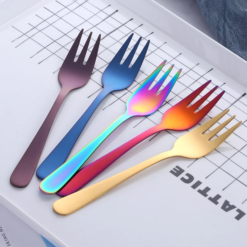 Fruit Fork Stainless Steel Gold Forks Cake Salad Fork Useful Dessert Snack Fork Dinnerware 14.2 x 1.9 cm