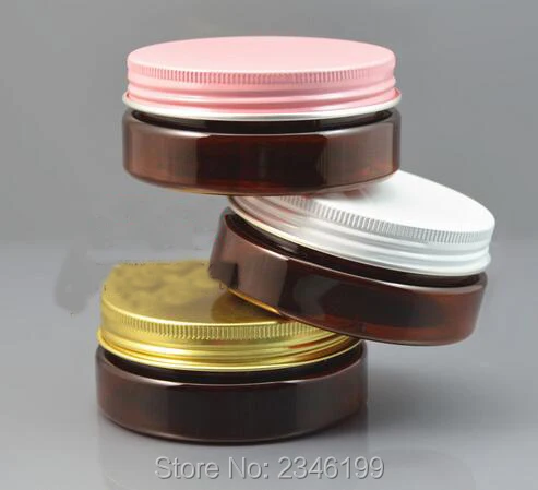 50G 50ML Cosmetic Packing Cream Jar, Aluminum Lid PET Cream Jar, Dark Brown White Color Skin Care Plastic Packing Box, 30pcs/lot