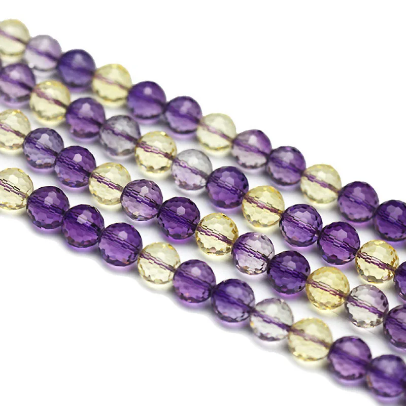 MADALENA SARARA AAAAA 8mm/10mm/12mm Genuine Pure Crystal Natural Purple And Light Yellow Beads Strand 18