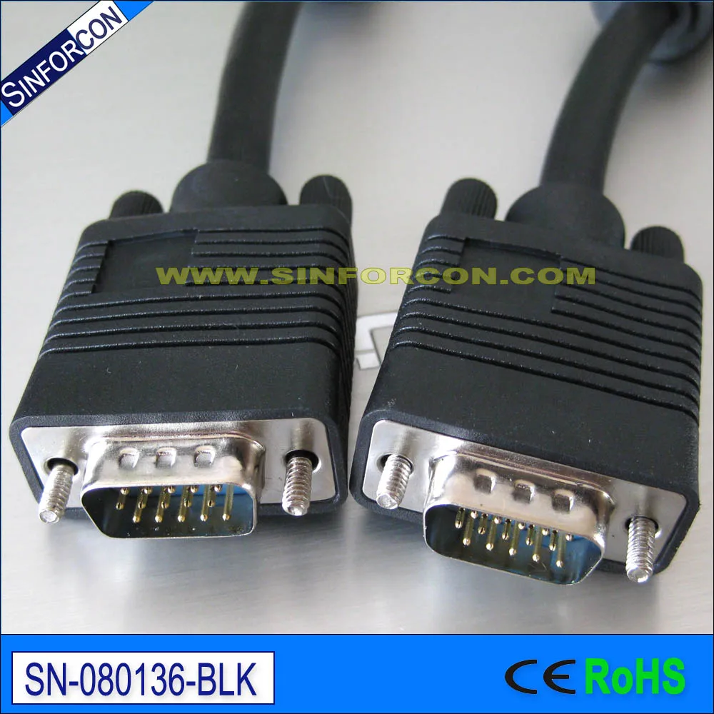 Sinforcon 50cm 150cm DB15 IPC SBC PC 15Pin to Dsub 15P LCD Monitor Cable HD15P Ferrite Bead Shield VGA Cable