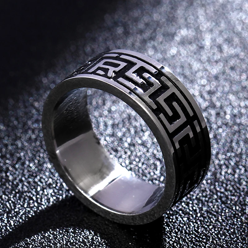 Vintage 316L Stainless Steel Ring for Men And Women Never Fade Power Lucky "Om Mani Padme Hum" Sanskrit Buddhist Mantra Ring view 2