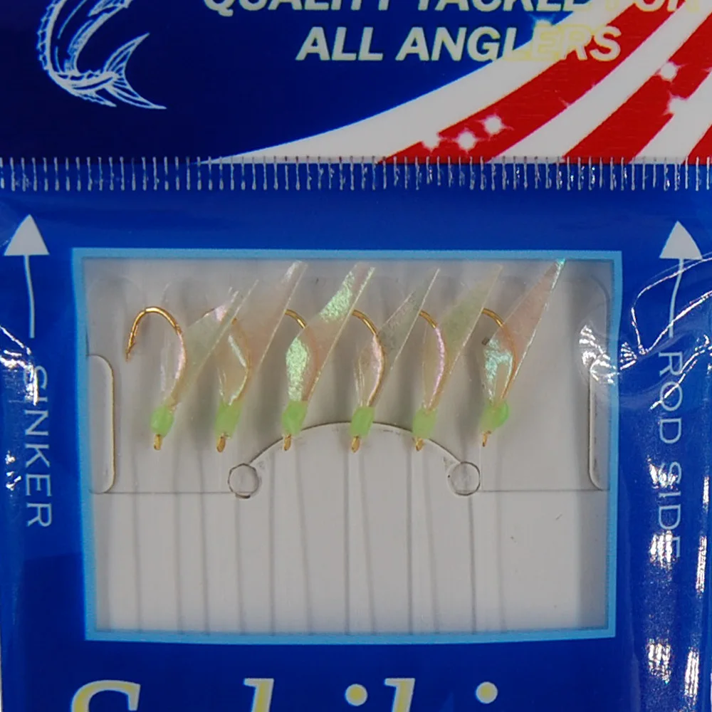 10Packs Saltwater Fishing bait Rigs Lure real Fish Skin luminous glow beads Mackerel small fishing rigs tackle accessories