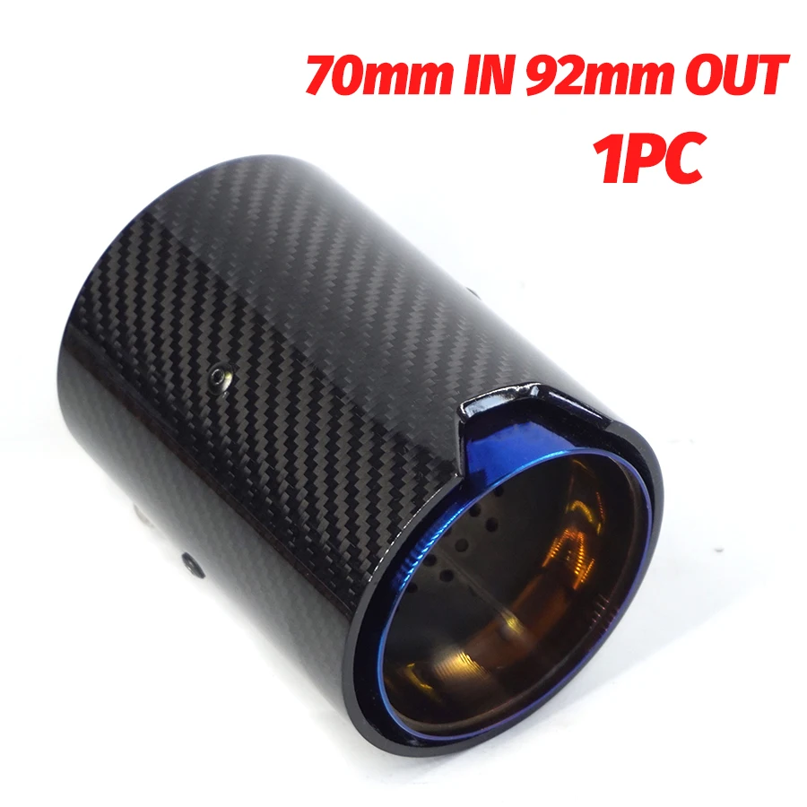 

70mm IN Exhaust Pipe Real Carbon Fiber Glossy Grilled Blue Style For BMW M2 F87 M3 F80 M4 F82 F83 M5 F10 M6 F12 F13 X5M X6M
