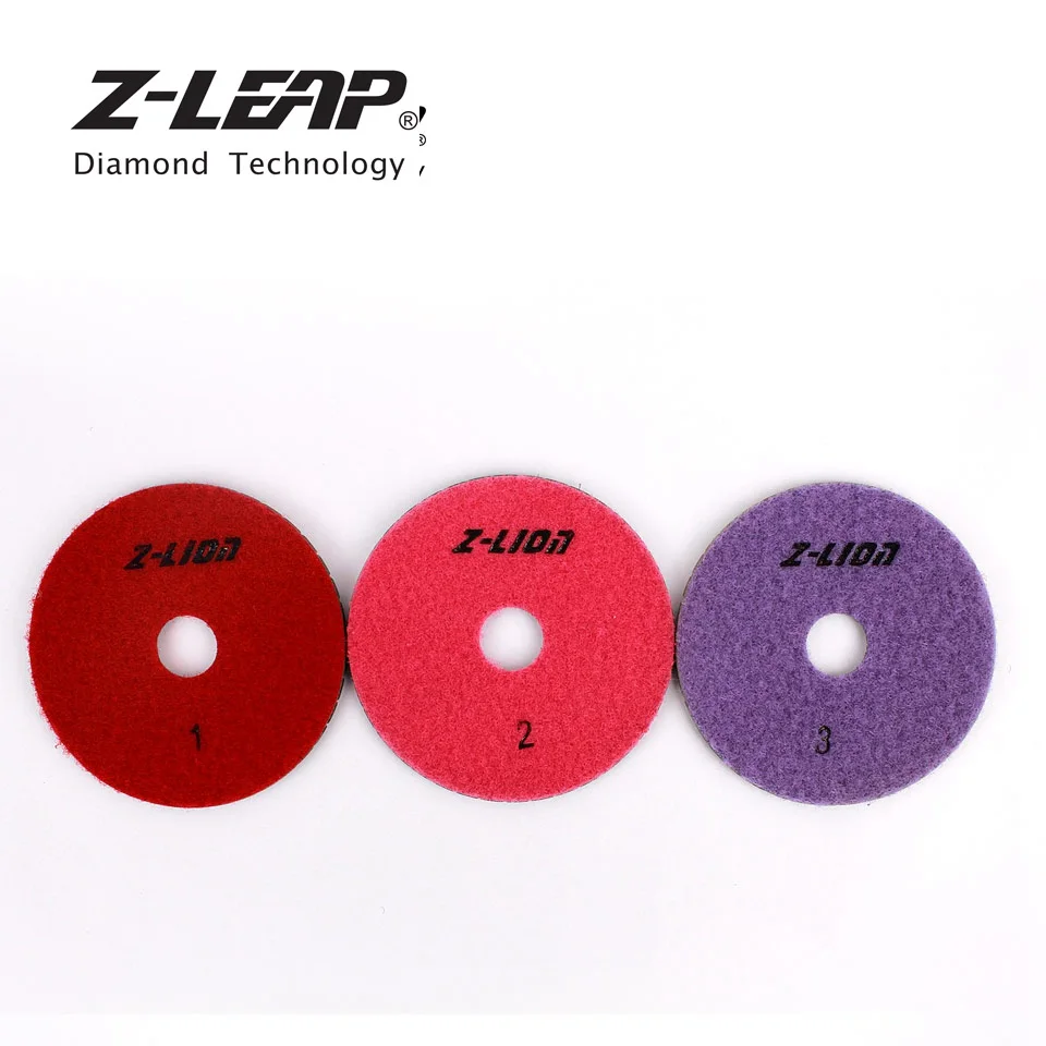 Z-LEAP 4 Inch 3 Steps Polish Pad Flexible Wet Diamond Polishing Wheels For Granite Marble Stone Abrasive Tool