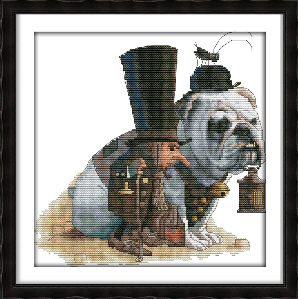 Dwarf and dog cross stitch package kit people animal cross-stitch set stitching DIY hand embroidery craft handmade needlework