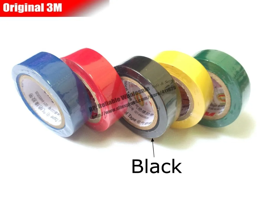 

5 rolls 18mm *10 meters *0.13mm 1500# Pb Free, Anti-flame 3M Electrical Insulation Tape for High Voltage Cable Remark Fix, Black