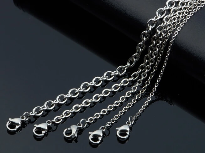 

100pcs/Lot Stainless steel jewelry smooth rolo chain Women Necklace 1.8mm/3mm/4.5mm 16-32 inch wholesale
