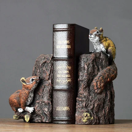 Squirrel Bookend Book By Ornaments Small Ornaments Creative American Bookcase Office Desktop Crafts Furnishings