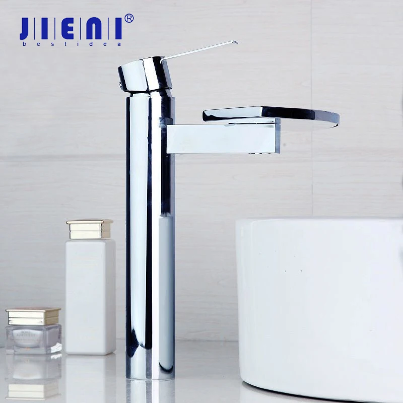 

JIENI Solid Brass Bathroom Waterfall Facuet Sink Mixer Tap Chrome Bathroom Waterfall Basin Faucet Single Handle Basin Faucet