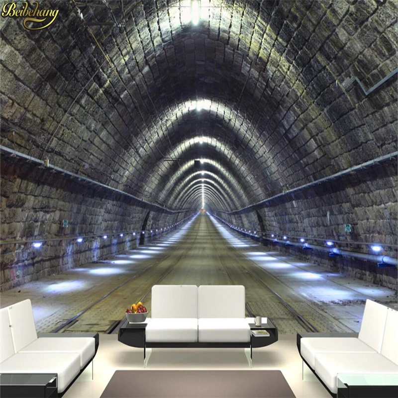 beibehang Custom Wallpaper 3D Fresco Wall Stick 3d 3d Stretch Space Wallpaper Temporal Tunnel Restaurant Background Wall