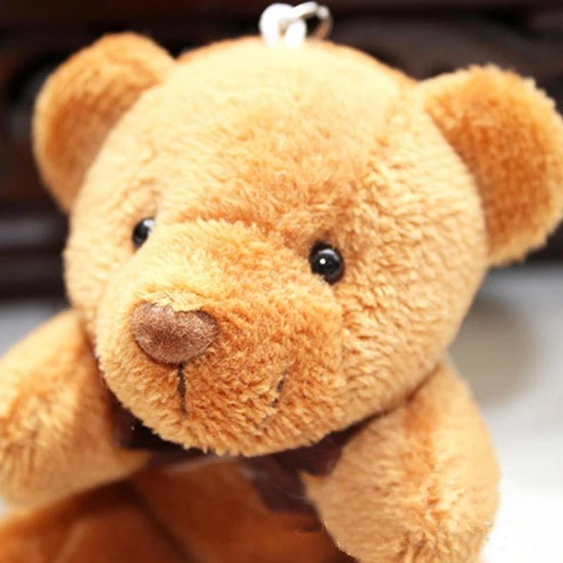 Plush Cartoon Teddy Doll Keychain Women Cute Girls Pompom Grid Bear Key Chain On Bag Car Trinket Wedding Party Toy Gifts view 6