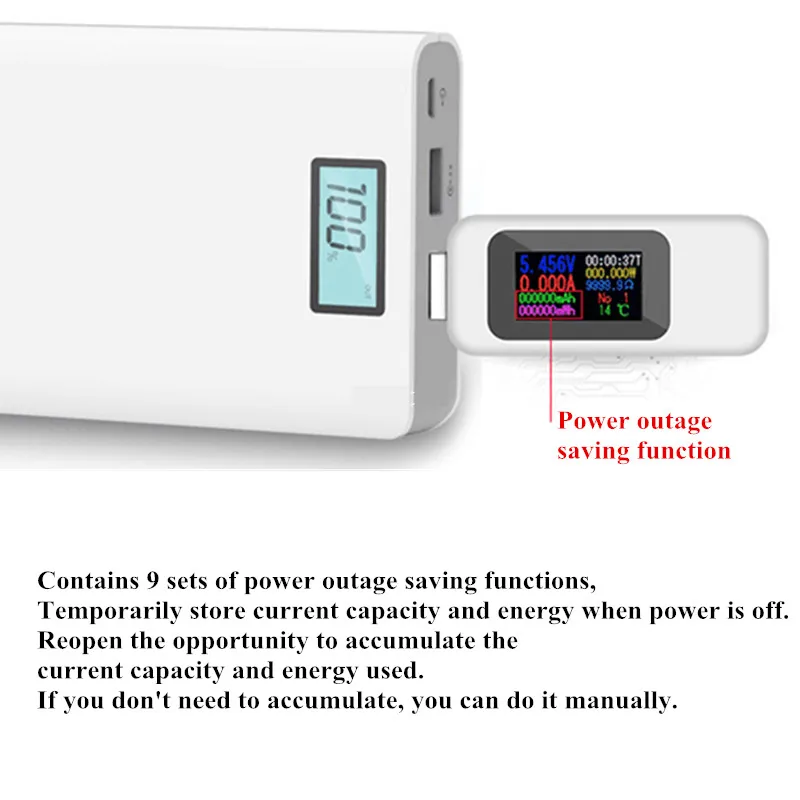 Tester USB misuratore DC 8 in 1 voltmetro digitale tensione di corrente tipo-C misuratore di potenza banca capacità della batteria Monitor