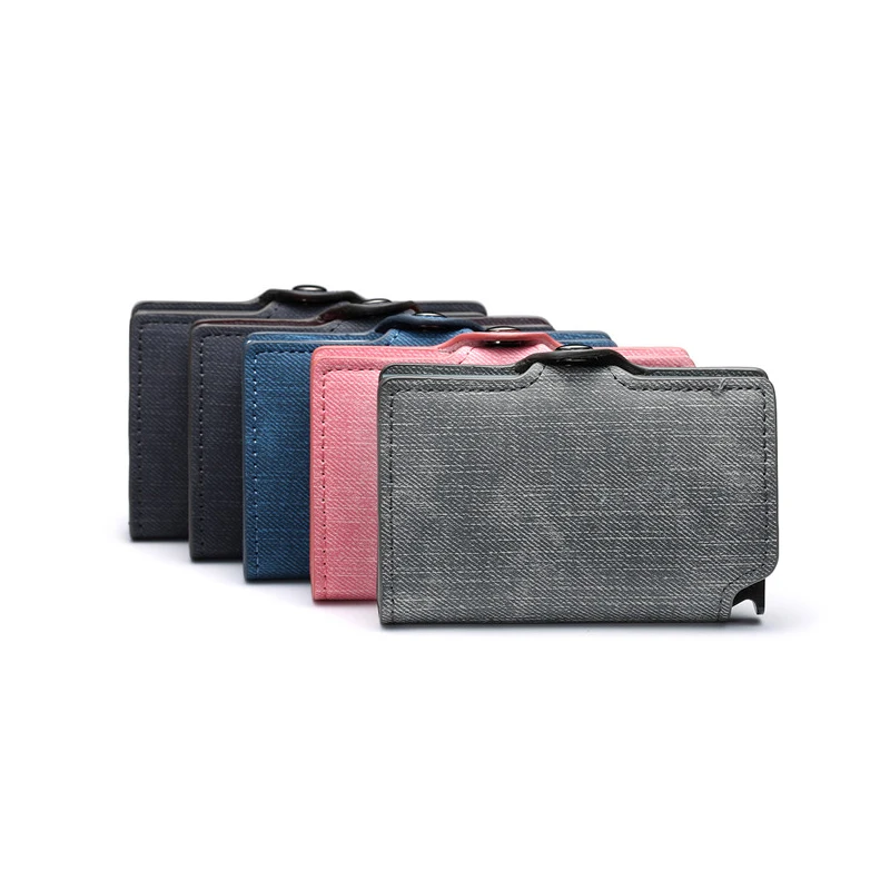 Zovyvol Custom Name Credit Card Holder Wallet RFID Blocking Aluminum Box Cards Holder Business Hasp Card Case Men Leather Wallet