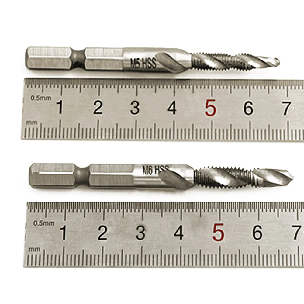 WREOW 1 cái HSS Metric Hex Shank Kết Hợp Khoan Bit Vít Tap Xoắn Ốc Vít Tap Khoan Trục Chính Điểm Twist Khoan trung tâm Vít