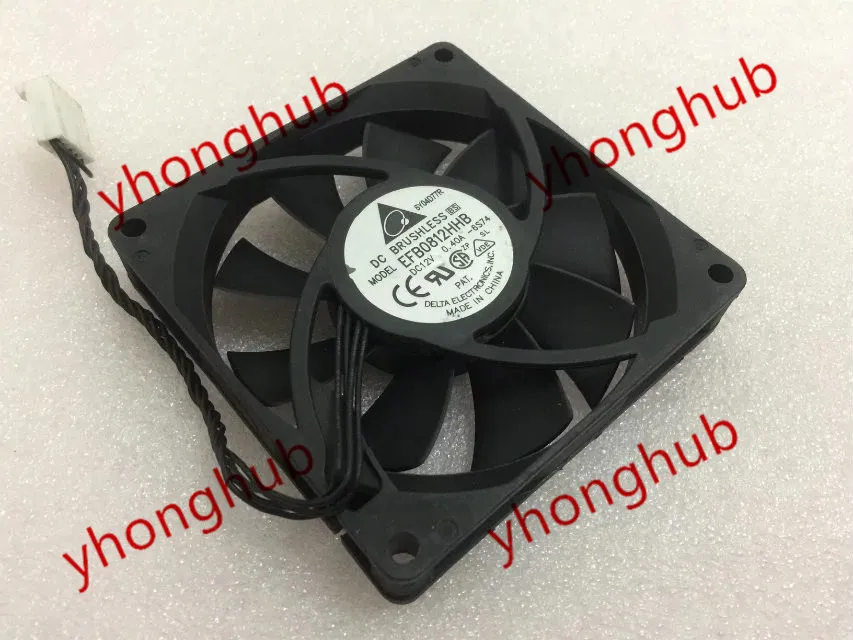 

Delta Electronics EFB0812HHB 6S74 DC 12V 0.40A 80x80x15mm Server Cooling Fan