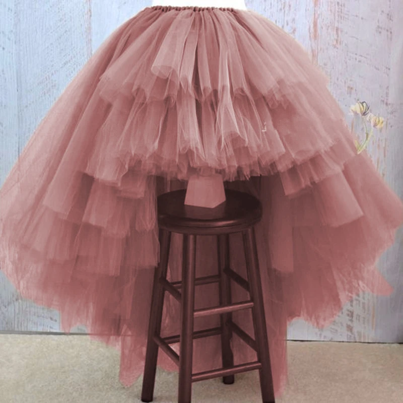 Asymmetrical High Low Tiered Puffy Tulle Skirts For Women Special Designed Floor Length Long Women Skirt Tutu 2017 Custom Made