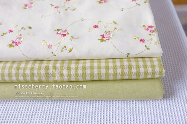 

2.8X0.5m embroidered flower plaid linen cotton fabric cloth for patchwork sewing curtain home textile handmade diy fabric900