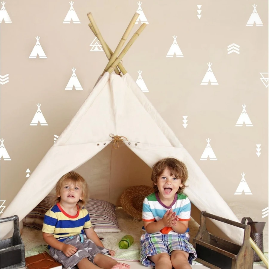 Teepee and Arrow decalcomanie da parete-Tee Pee adesivi murali in vinile Tribal Nursery Decor