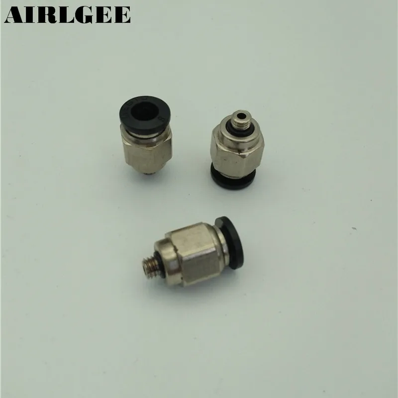 10 Pcs 5mm Male Thread To 6mm Push In Joint High Quatity Pneumatic Connector Quick Fittings PC6-M5 Black