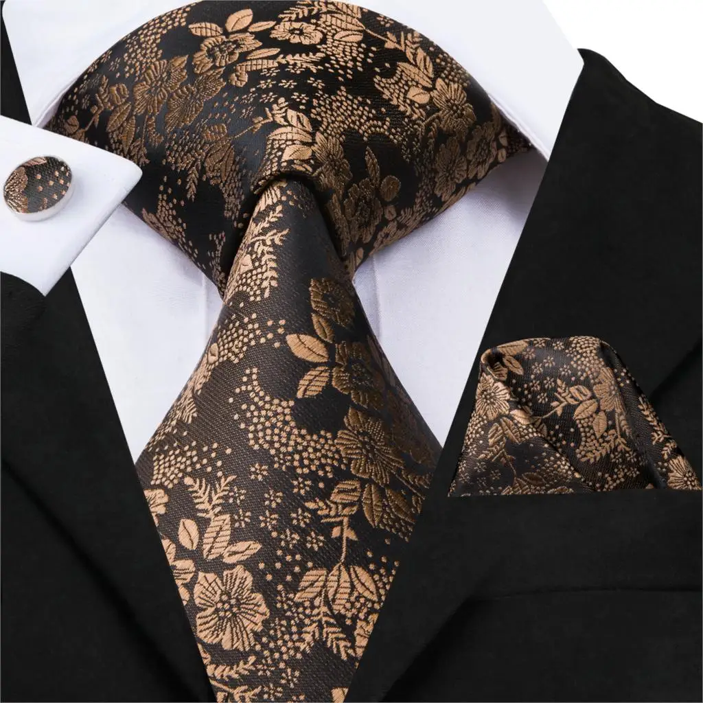 Man Ties Brown Print 100% Silk Hand-Made Casual Style Jacquard Woven Necktie For Men Suit Business Wedding Party C-3021