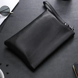 Wmnuo-Bolso de mano de piel de oveja auténtica para hombre, cartera de mano masculina, de negocios, para teléfono, 2024