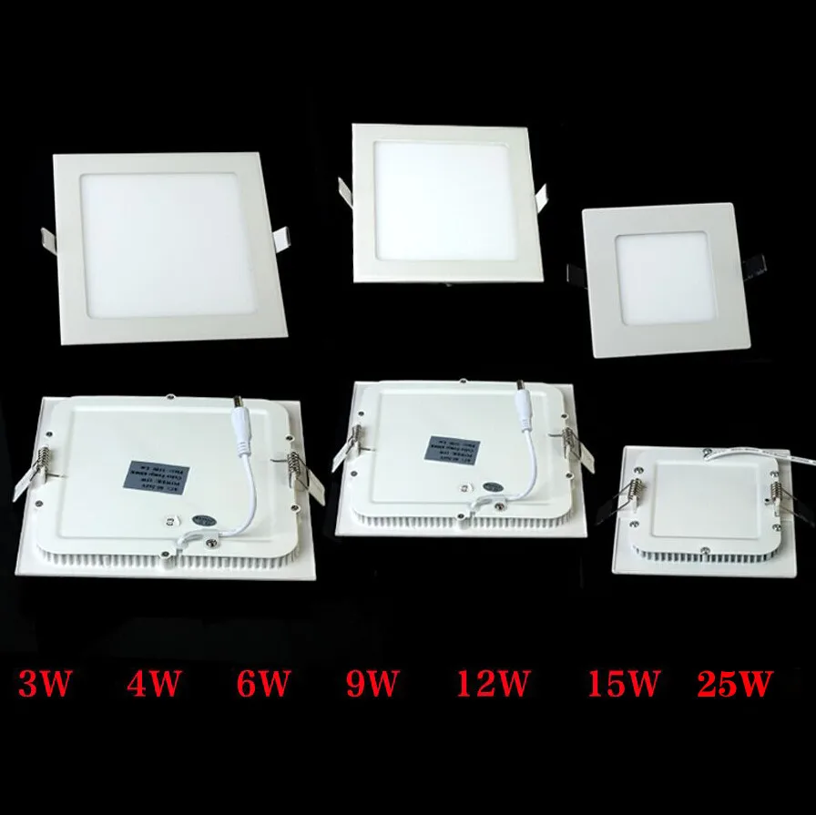 Recessed LED Ceiling Light 3-25W Warm White/Natural White/Cold White Square Ultra thin led panel light AC85-265V LED Down Light