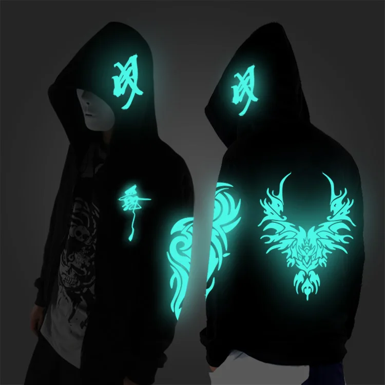 Chaqueta de manga larga noctilucente, abrigo suelto, ropa de moda para estudiantes, Ropa de baile nocturno brillante, baile fantasma