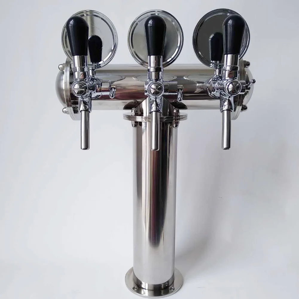 

T shape Silver Beer Tower with Ltalian Type Faucets and Medallions