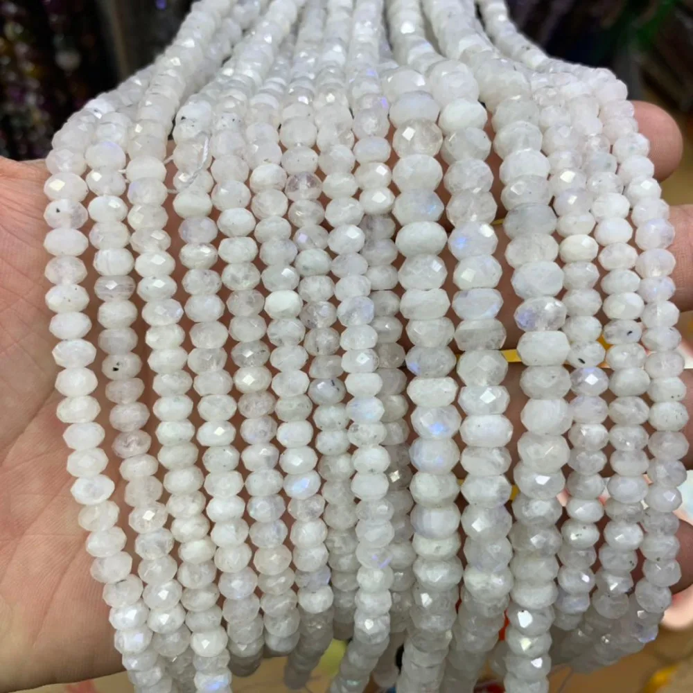 

Rondelle White Moonstone Natural Gemstone DIY Spacer Beads For Jewelry Making Strand 15" Wholesale !