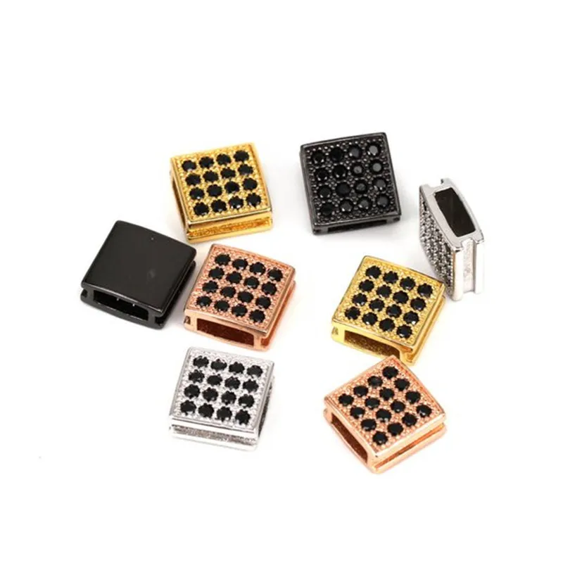 Luxury Brass Inlaid Cubic Zircon Square Beads Jewelry Charms Accessories Spacer Beads For DIY Bracelet Necklace Jewelry Making