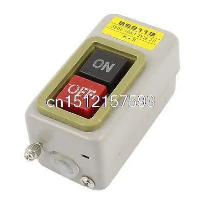 AC380V 10A 1.5KW 3P 3 Phase Metal Plate Latching Push Button Switch BS211B