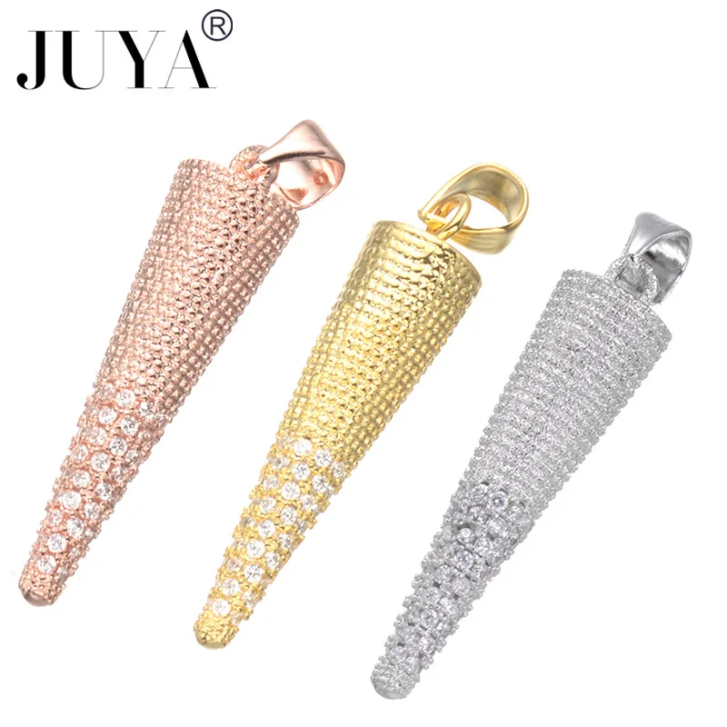 Diy Breloque Pendant Female Copper Zircon 18k Gold Plated Cone Charms Pendant For Jewellery Making Supplies Cubic Parts