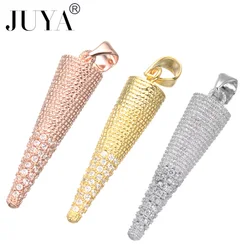 Diy Breloque Pendant Female Copper Zircon 18k Gold Plated Cone Charms Pendant For Jewellery Making Supplies Cubic Parts