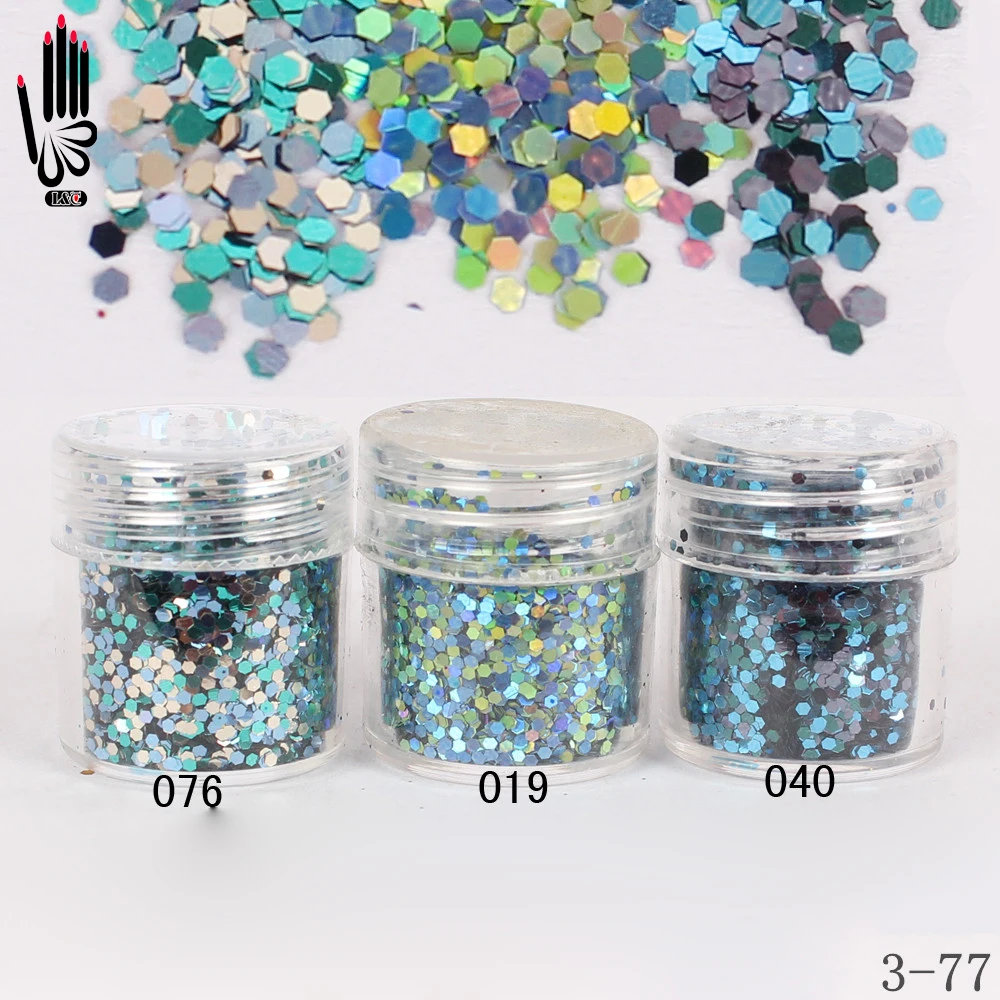 1 Jar/Box 10ml Nail Beauty 3 Peacock Blue Nail Glitter Hex Sequins Powder Paper For Nail Art Decoration Optional 300 Colors 3-77