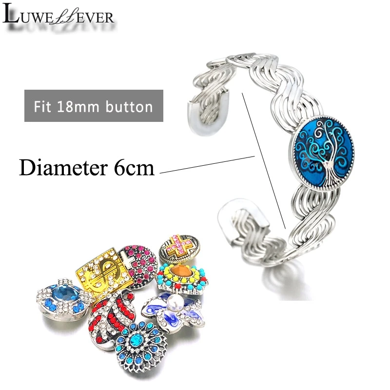 Interchangeable 152 Metal Bracelet 18mm Snap Button Charms Bangle For Women Jewelry Gift