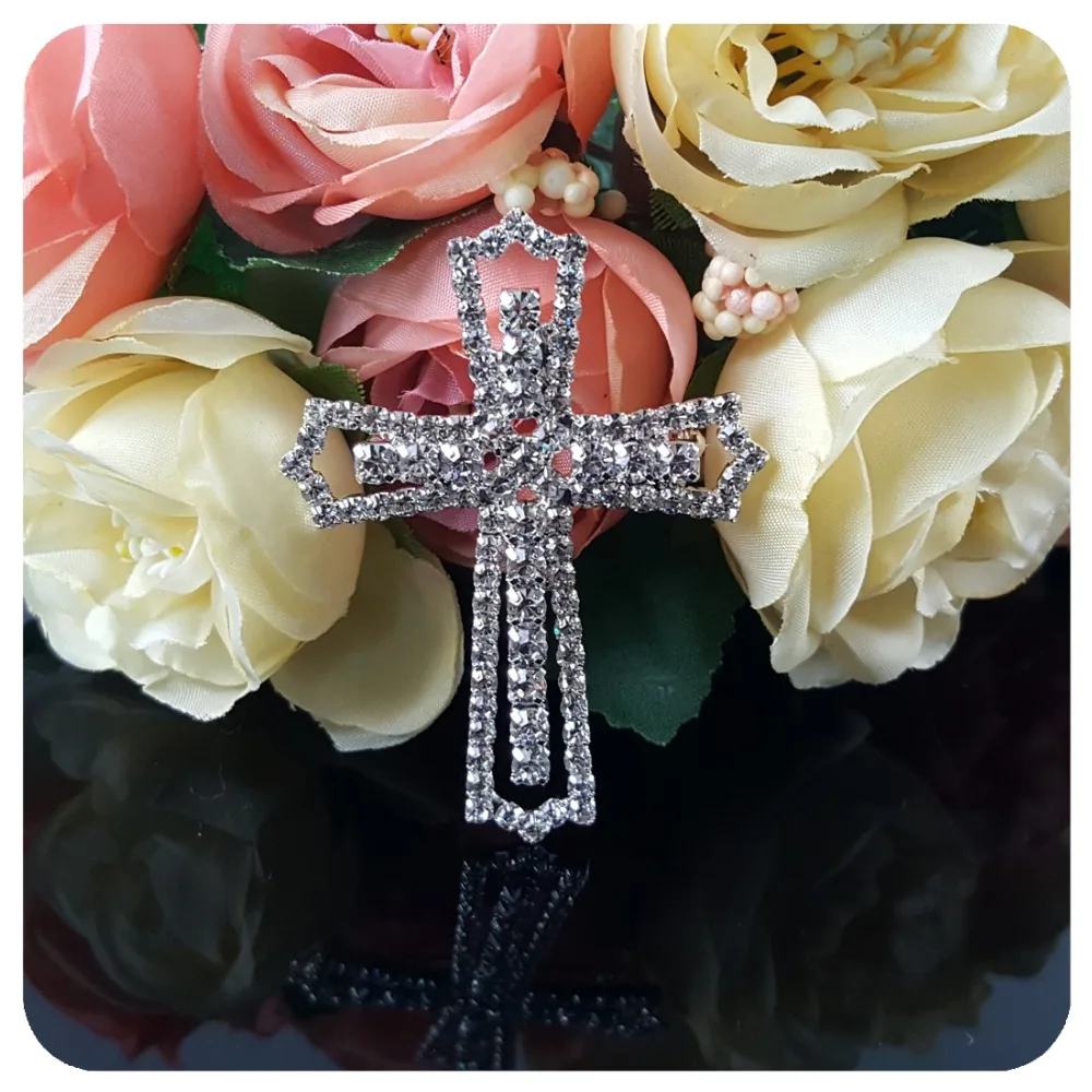 Blingbling Crystal Silver COlor Rhinestone  Cross Brooch Pin Christian Jesus Brooch Pin